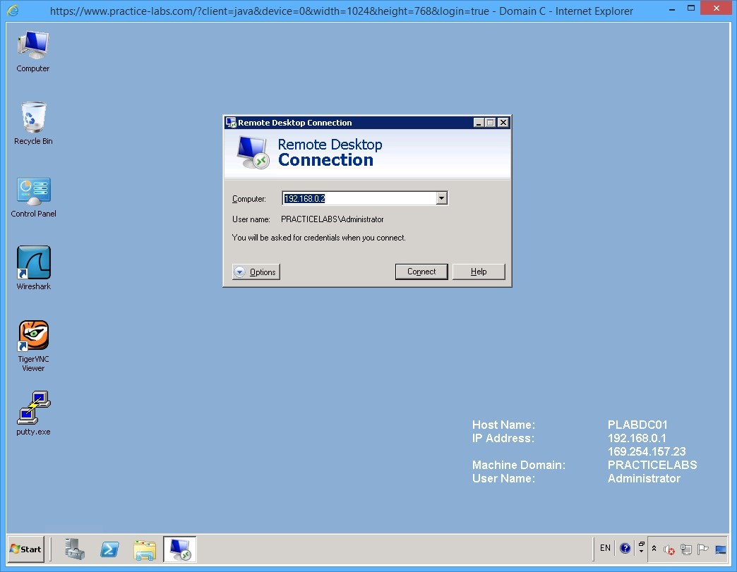 Practice Labs screenshot.